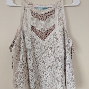 Lace tank with side tie